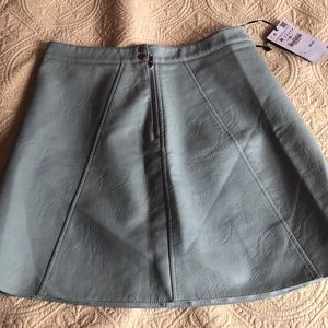 Blue faux leather mini skirt